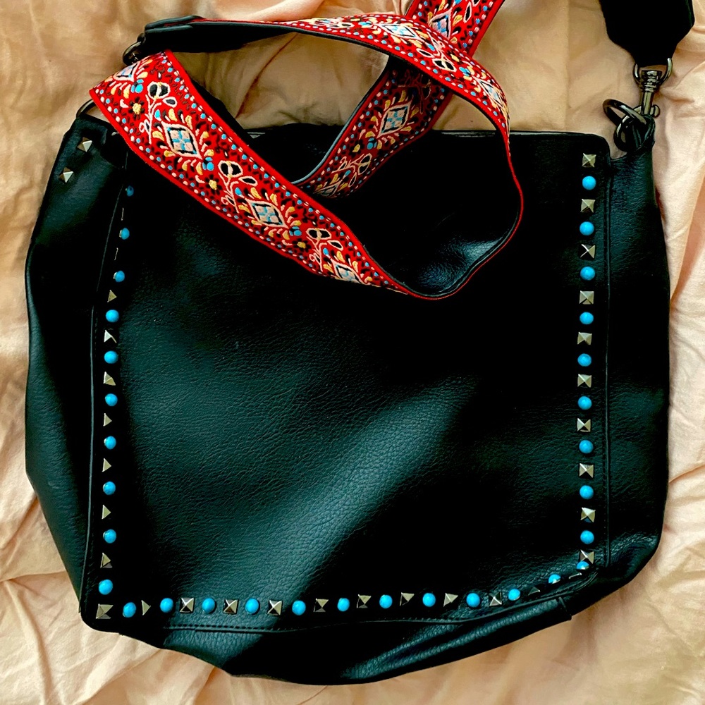 Bucket purse with guitar strap